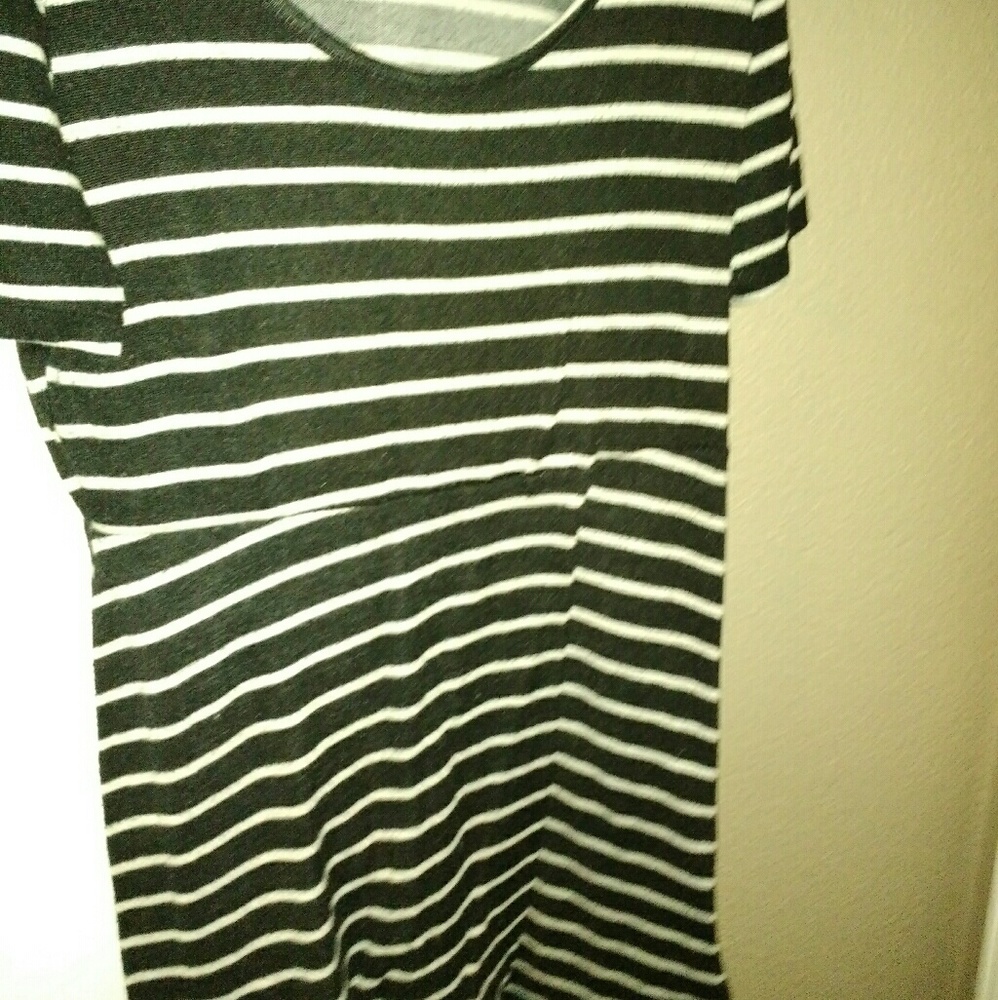 Black and white striped dress